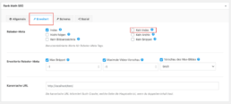 RankMath noindex Einstellung im Classic Editor