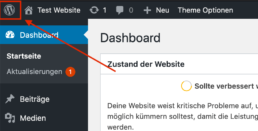 WordPress Logo führt zur About WordPress Seite