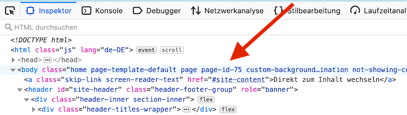 WordPress page id in HTML Quellcode herausfinden