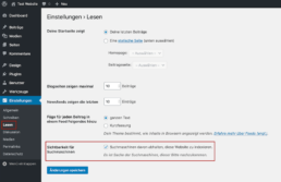 WordPress Einstellung: Suchmaschinen davon abhalten, diese Website zu indexieren